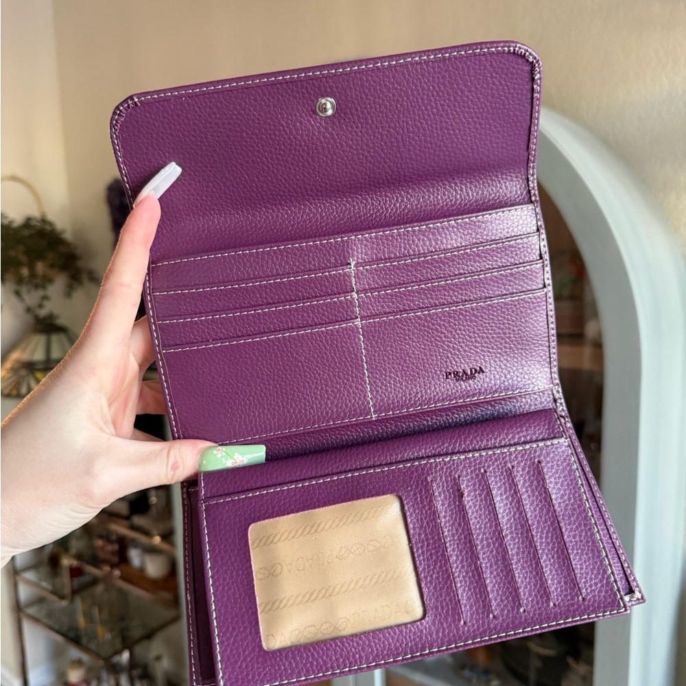 NWOT Prada Purple Pebbled Leather Continental Wallet - Picture 5 of 7
